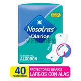 Nosotras Diarios "Largos con Alas" x 40 protectores Tela Tipo Algodon