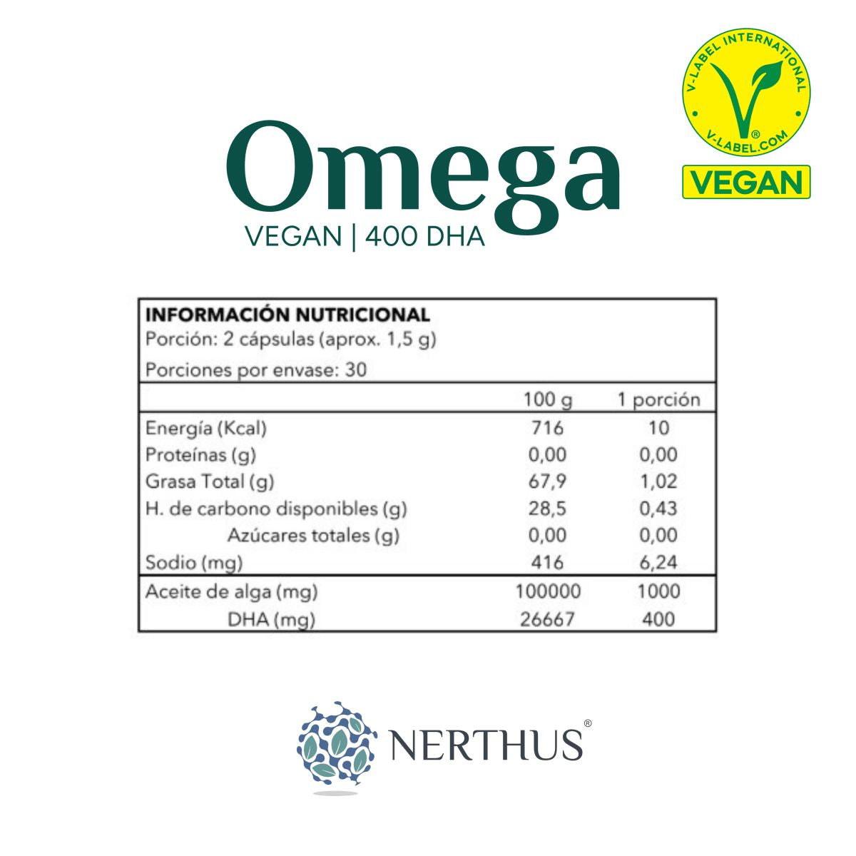 OMEGA 3 Vegano 60 cápsulas (NERTHUS) Nerthus 