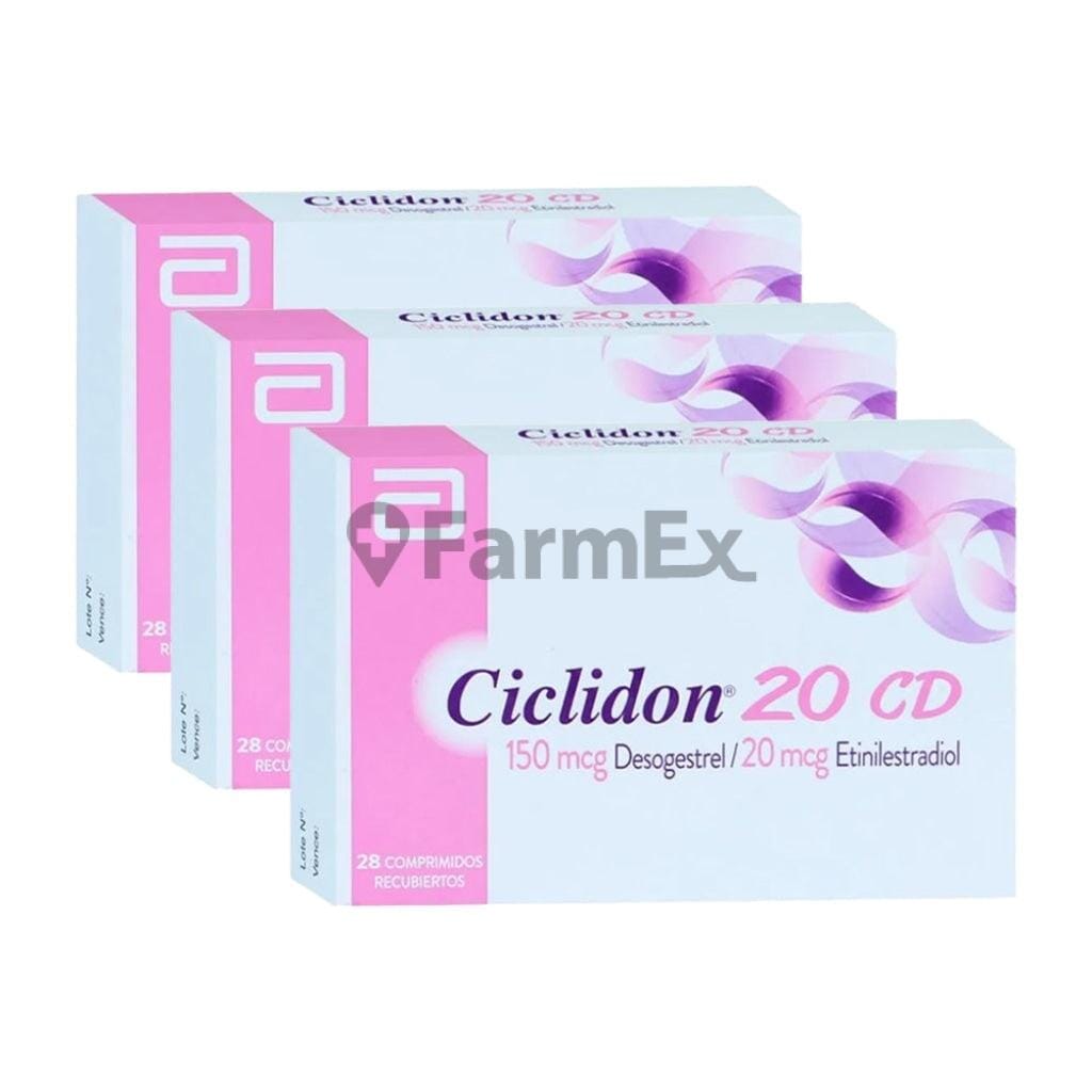 Pack Ciclidon 20 CD x 28 comprimidos tratamiento 3 meses Farmex-Receta Solidaria-Persistente 