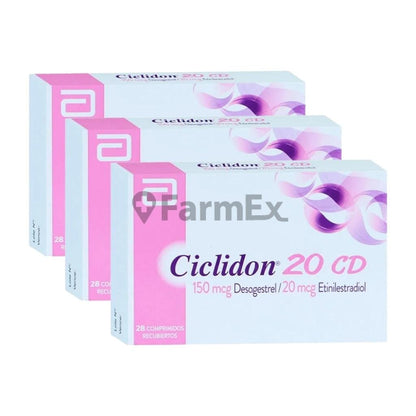 Pack Ciclidon 20 CD x 28 comprimidos tratamiento 3 meses Farmex-Receta Solidaria-Persistente 