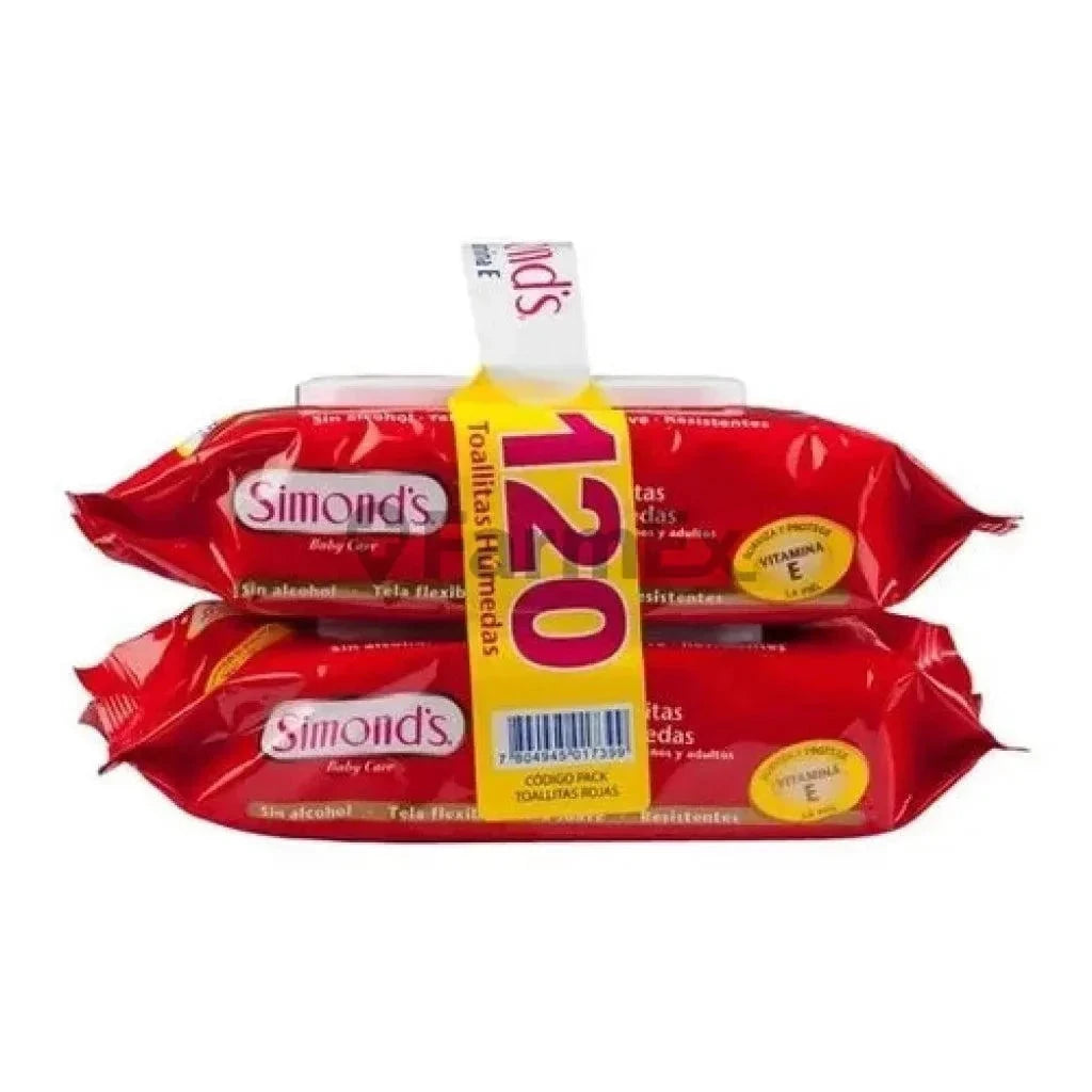 Pack Simmond's Toallas Húmedas "Vitamina E" x 120 unds Farmex-Pluxee-Persistente 