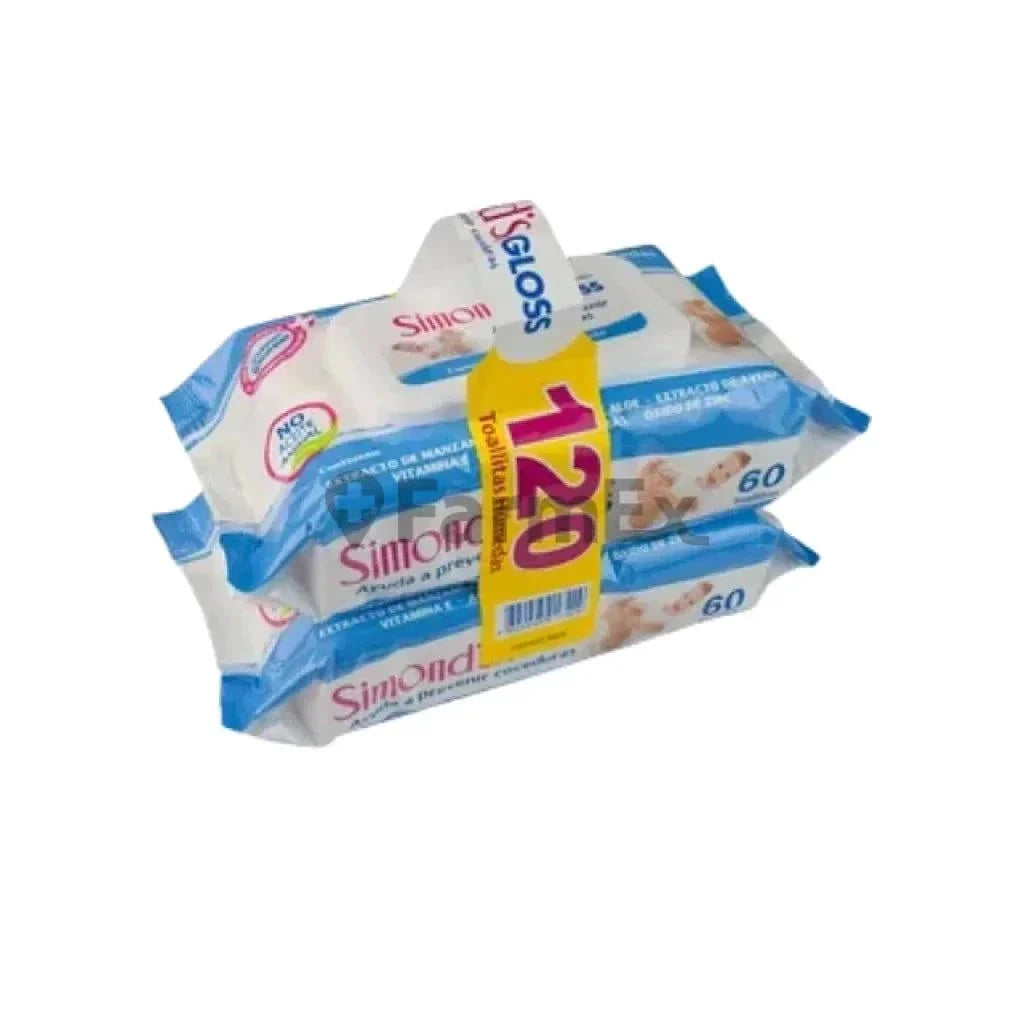 Pack Simond's Toallitas Humedas Gloss x 120 unidades Farmex-Pluxee-Persistente 