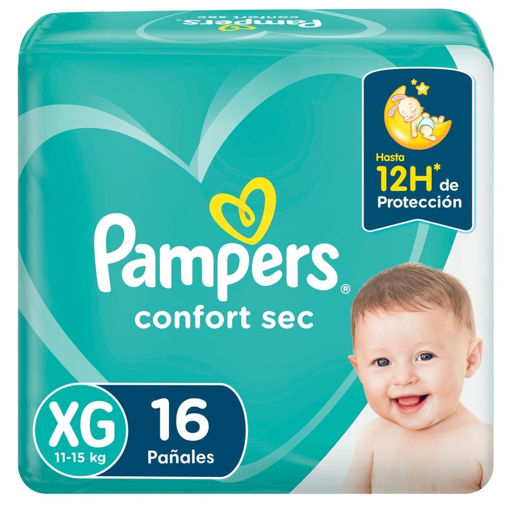 Pampers confort sec talla XG x 16 pañales Farmex-Pluxee-Persistente 