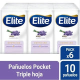 Pañuelos Elite "Paquete de 6 unidades Lavanda" de 10 pañuelos c/u