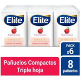 Pañuelos Elite "Paquete de 6 unidades manzana" de 8 pañuelos c/u.