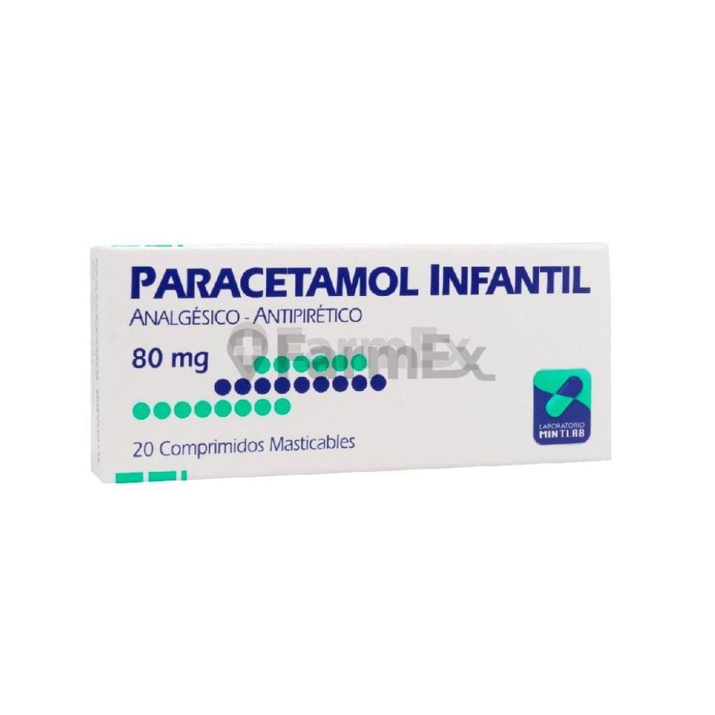 Paracetamol infantil 80 mg x 20 comprimidos Farmex-VidaTres-Persistente 