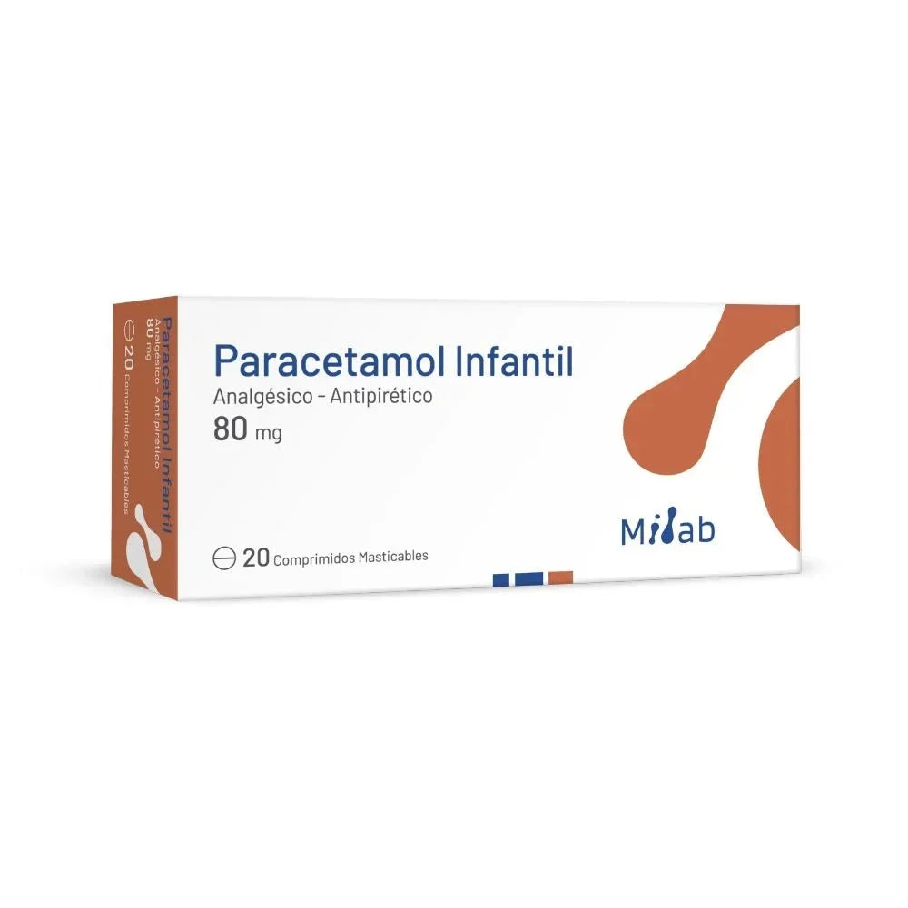 Paracetamol infantil 80 mg x 20 comprimidos.