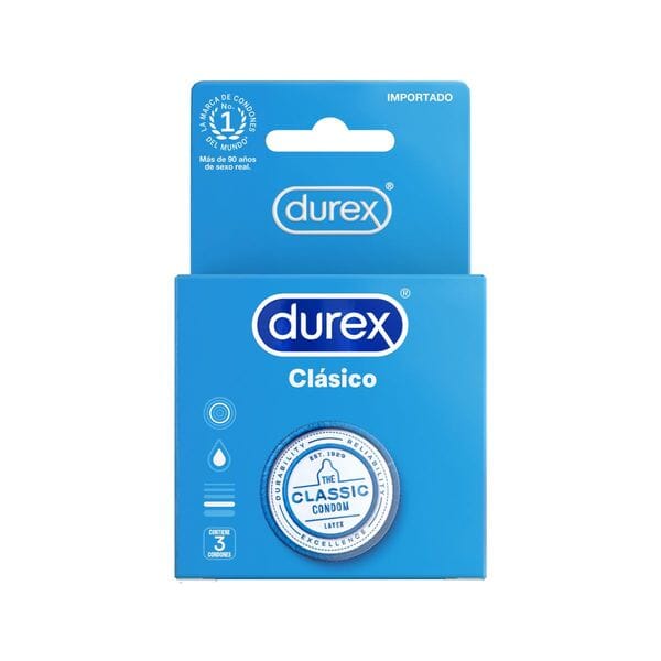 Preservativo Durex "Clasico" x 3 unidades.