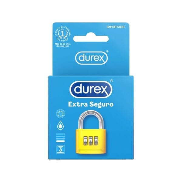 Preservativo Durex Extra Seguro x 3 unidades Farmex-Pluxee-Persistente 