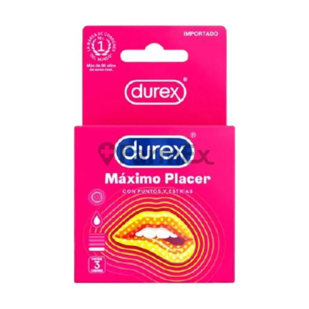 Preservativo Durex Máximo Placer x 3 unidades Farmex-Fonasa-Persistente 