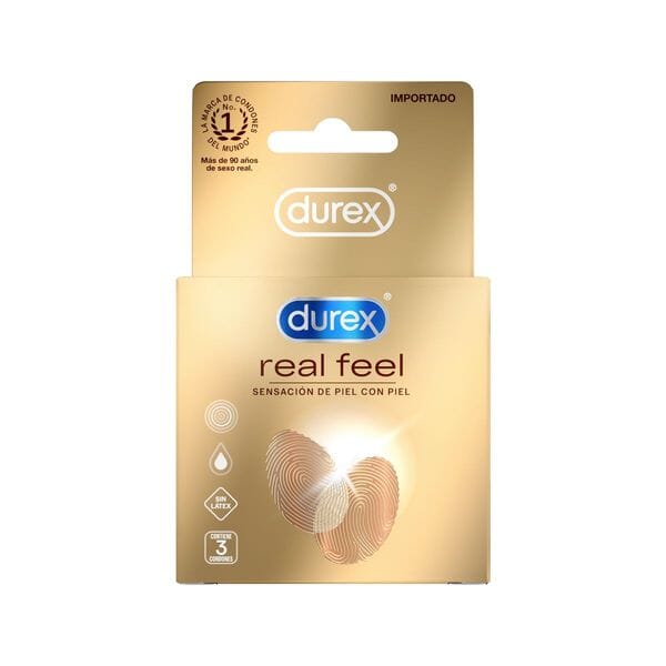 Preservativo Durex "Real Feel" x 3 unidades Farmex-Fonasa-Persistente 