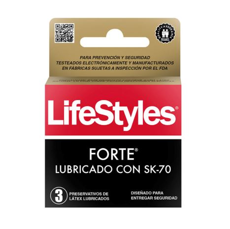 Preservativos LifeStyles "Forte Lubricado con SK-70" x 3 unid PRATER 