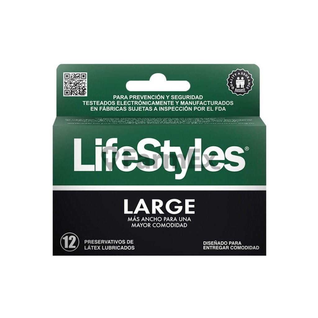 Preservativos LifeStyles Large Caja x 12 unidades Farmex-Pluxee-Persistente 