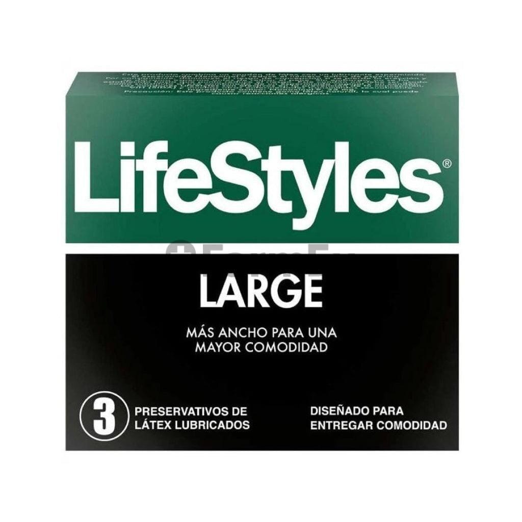 Preservativos Lifestyles Large x 3 unidades Farmex-Fonasa-Persistente 