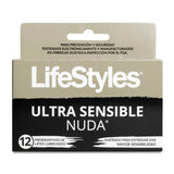 Preservativos LifeStyles Nuda Ultra Sensible x 12 unidades.