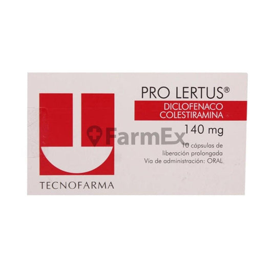 Pro-Lertus Diclofenaco 140 mg x 10 cápsulas LP Farmex-MiaHealth-Persistente 