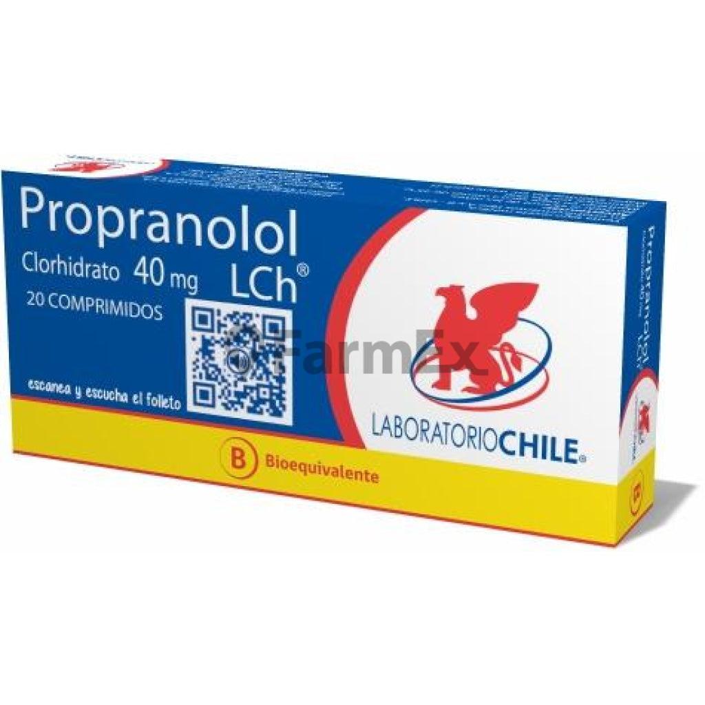 Propranolol 40 mg x 20 comprimidos.