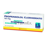 Propranolol 40 mg x 20 comprimidos.