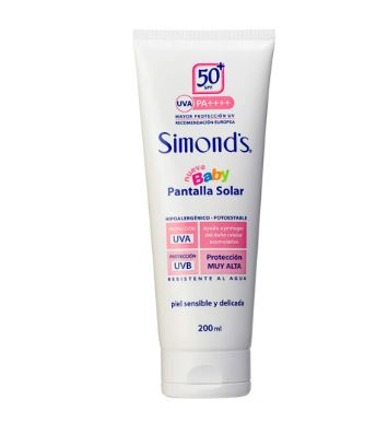 Protector Solar "Pantalla Solar" Baby crema SPF 50+ x 200 mL Simond's 