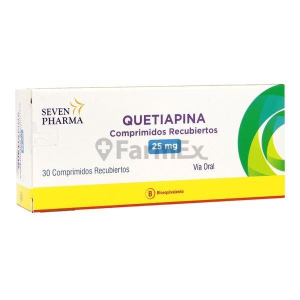 Quetiapina 25 mg x 30 comprimidos "Ley Cenabast". Farmex-Yapp-Programa-Boleta 