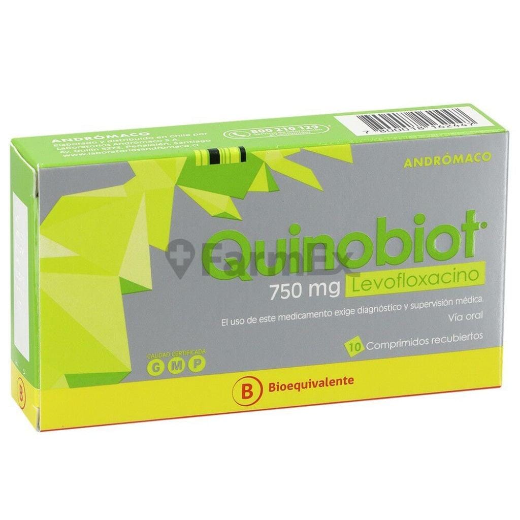 Quinobiot Levofloxacino 750 mg x 10 comprimidos. Farmex-Yapp-Seguro-Guia 