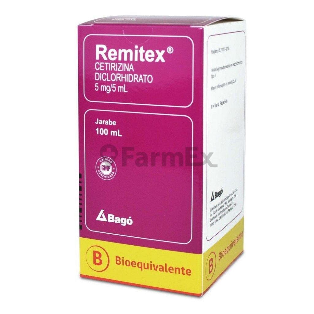 Remitex Jarabe 5 mg / 5 mL x 100 mL. Farmex-Yapp-Seguro-Guia 