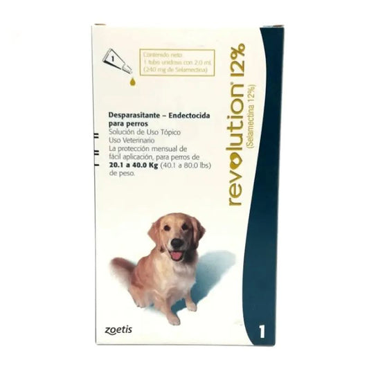 Revolution 12% (240 mg) x 1 tubo 2 mL (20,1- 40 kg) Perros Zoetis 