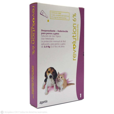 Revolution 6% (15 mg) x 1 tubo 0,25 mL (2,5 kg) Perros y Gatos