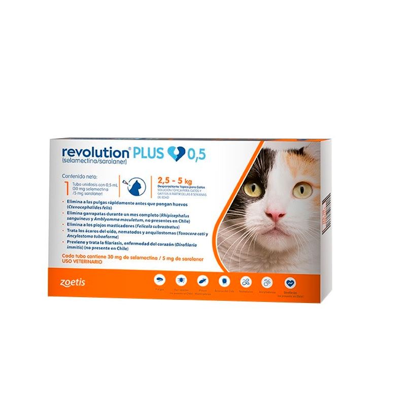 Revolution Plus 30/5 mg x 1 tubo 0,5 mL (2,5-5 kg) Gatos Zoetis 
