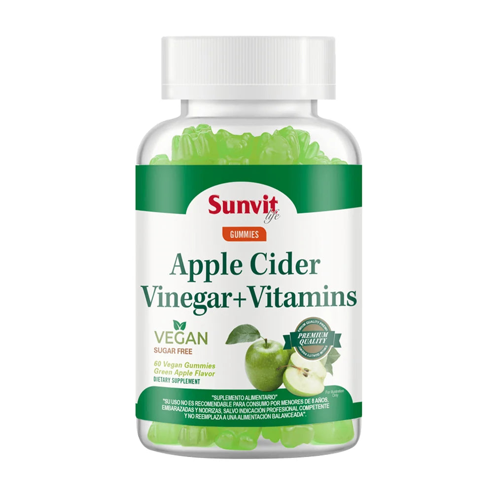 Vinagre de Manzana+Vitaminas X 60 Gummies Sabor Manzana Verde (Vegano)
