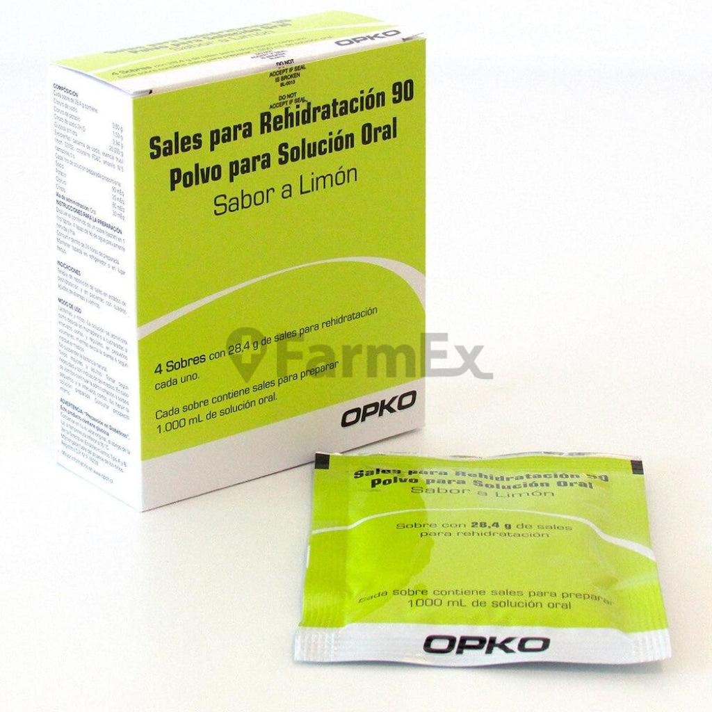 Sales para Rehidratación 90 mEq x 4 sobres.