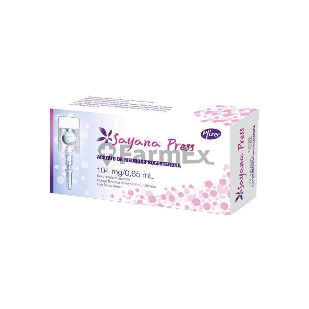 Sayana Press 104 mg / 0,65 mL Suspensión inyectable x 1 dosis susc-1 de 3 meses Farmex-Suscripciones-Persistente 