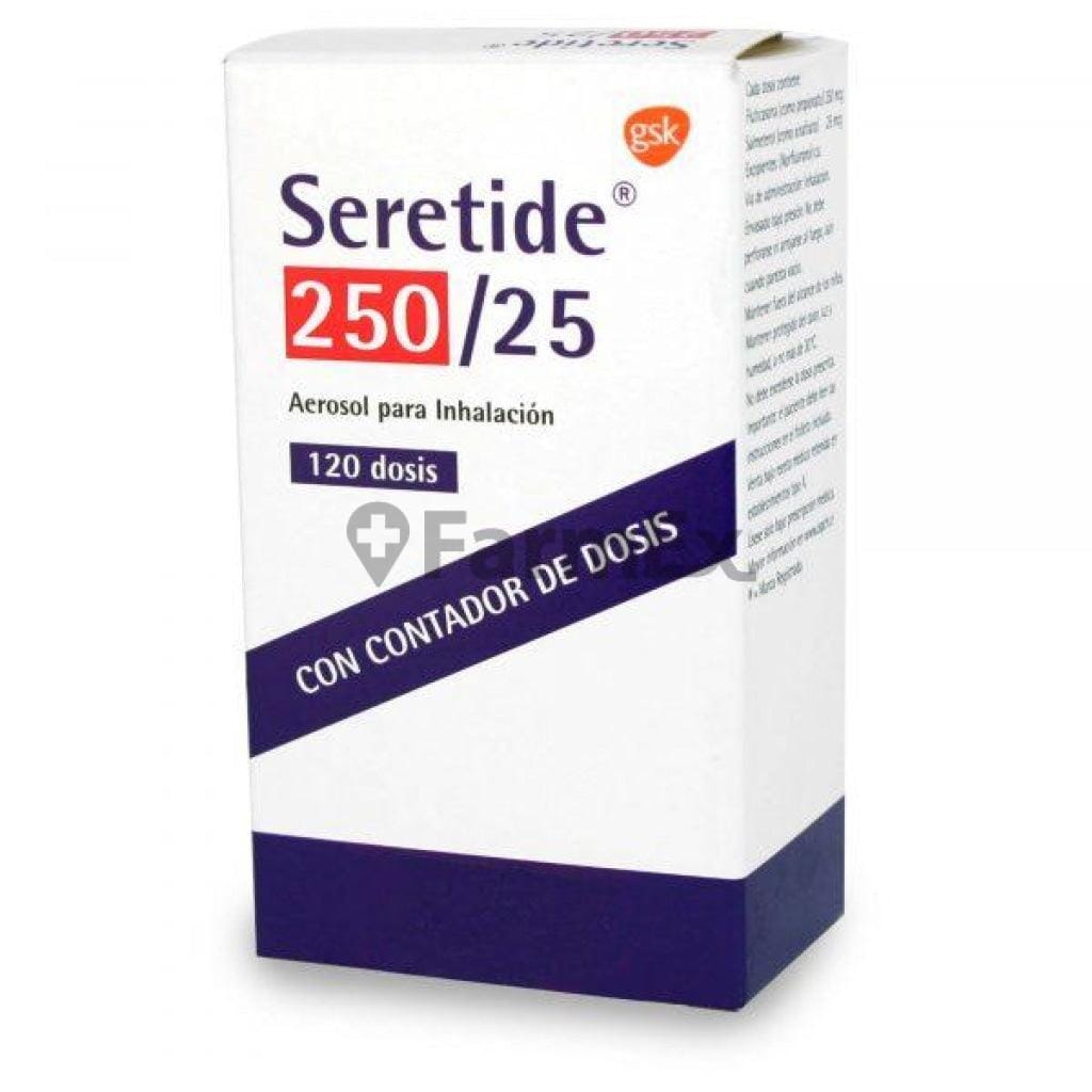 Seretide 250 mcg / 25 mcg Aerosol para Inhalación x 120 dósis Farmex-BanMedica-Persistente 