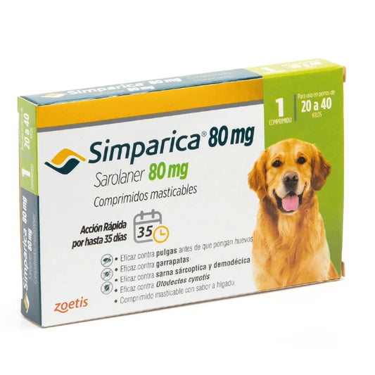 Simparica 80 mg (20-40 kilos) x 1 comprimido ZOETIS 