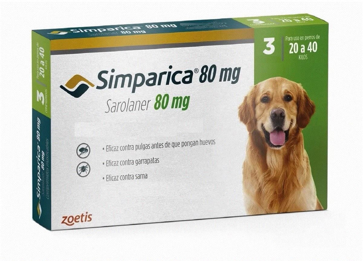 Simparica 80 mg x 3 comprimidos masticables (20-40 kg) Perros Farmex-Pluxee-Persistente 