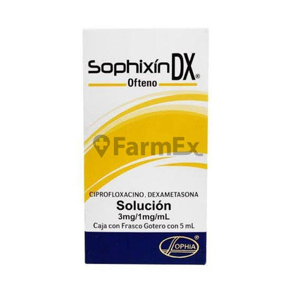 Sophixin DX Ofteno Solución Oftálmica 0,3% / 0,1% x 5 mL "Ley cenabast" Farmex-Pluxee-Persistente 