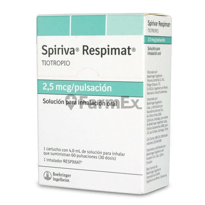 Spiriva Respimat 2,5 mcg / pulsacion Sol. Inhalación x 1 Cartucho "Ley Cenabast" Farmex-Fonasa-Persistente 