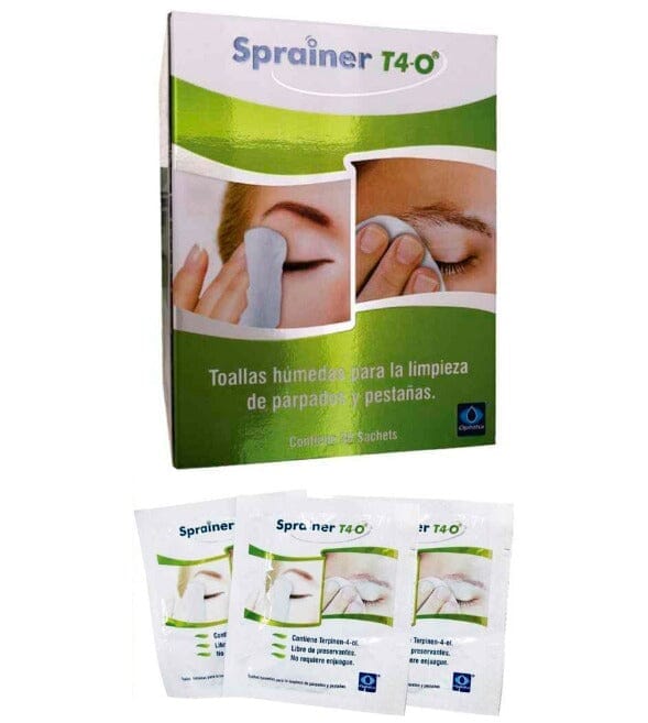 Sprainer T4-O toallas húmedas de párpados y pestañas x 30 unidades Farmex-Pluxee-Persistente 