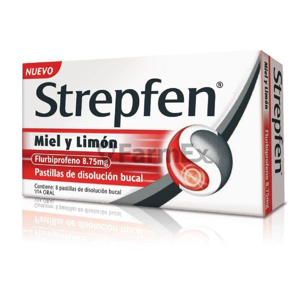 Strepfen Miel y Limón x 8 pastillas Farmex-Pluxee-Persistente 