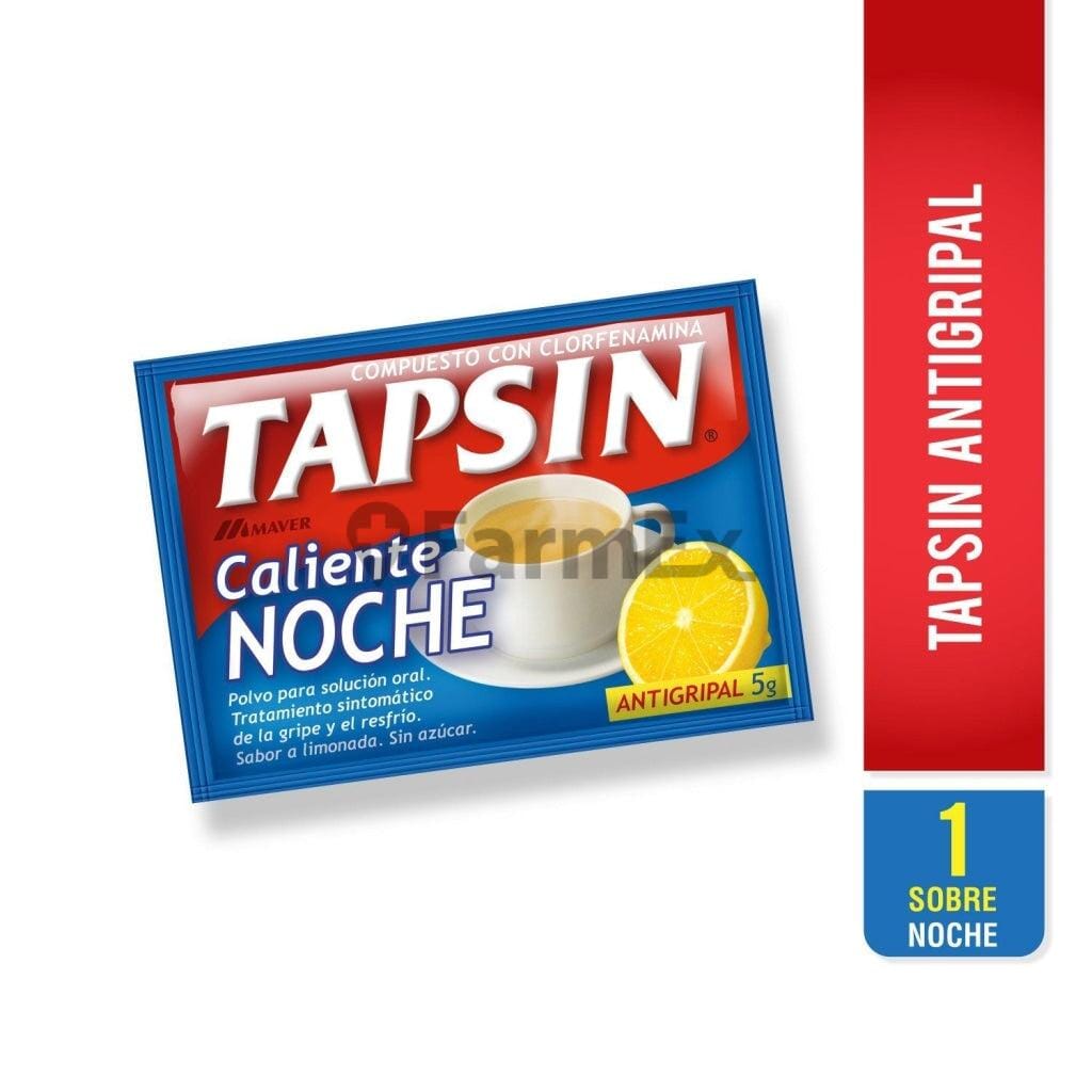Tapsin Caliente Noche - Sabor Limón - Sobre de 5 g ( 1 sobre ) Farmex-Fonasa-Persistente 