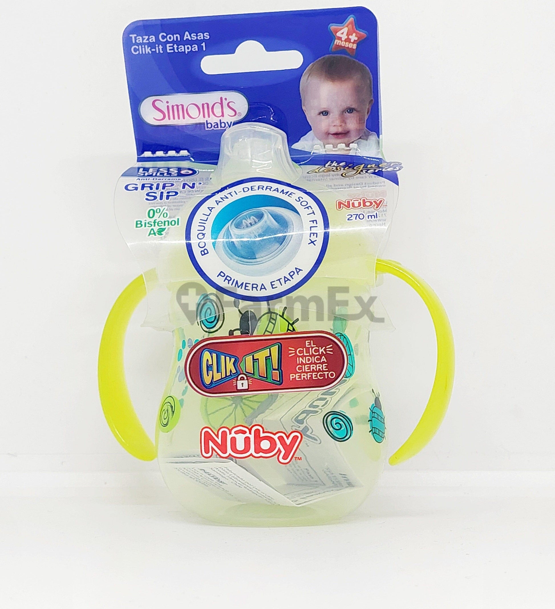 Taza con Asas Clik-it Etapa 1 x 270 ml Farmex-Pluxee-Persistente 