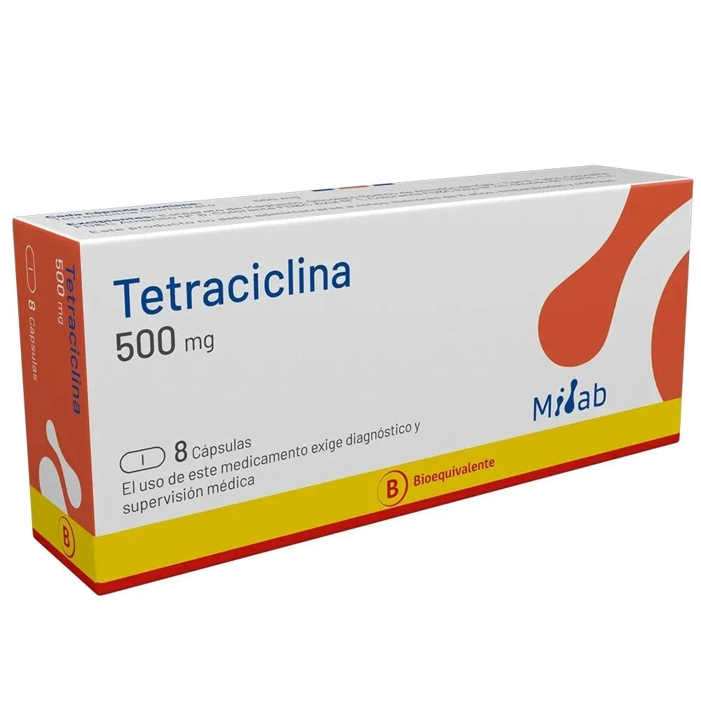 Tetraciclina 500 mg x 8 cápsulas. Farmex-Yapp-Programa-Boleta 