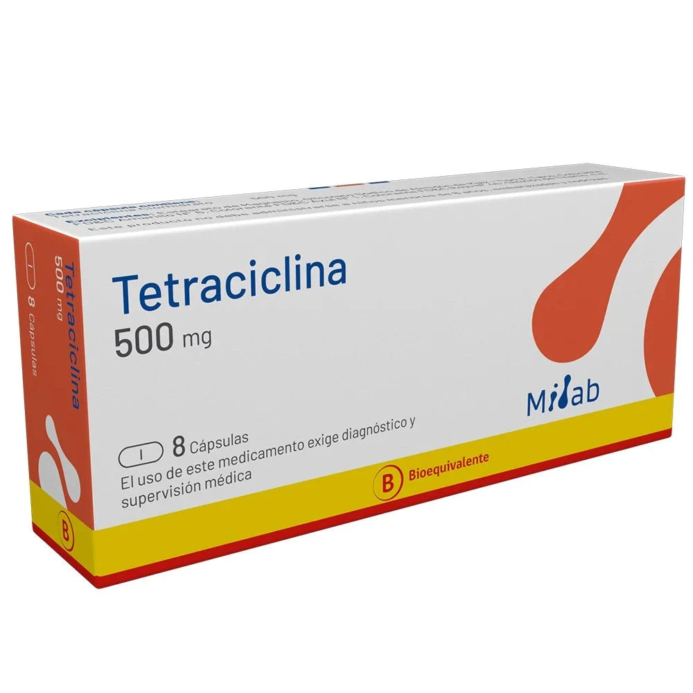 Tetraciclina 500 mg x 8 cápsulas MINTLAB 