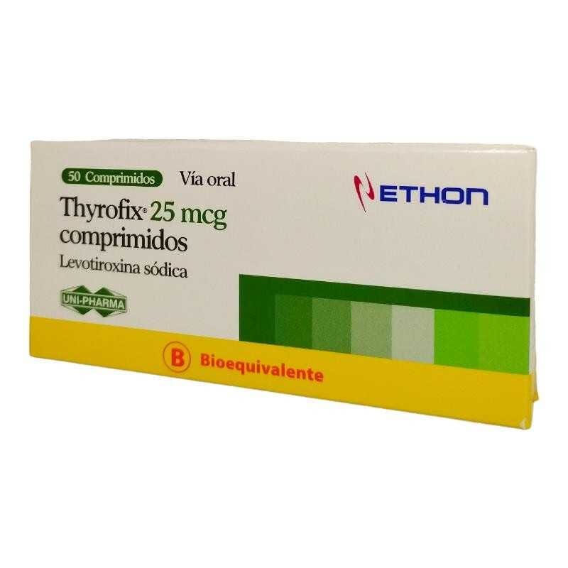 Thyrofix 25 mcg x 50 comprimidos "Ley Cenabast" Farmex-Fonasa-Persistente 