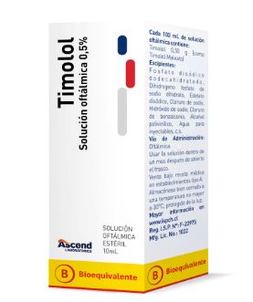 Timolol Solución Oftálmica 0.5% x 10 mL "Ley Cenabast" ascend 