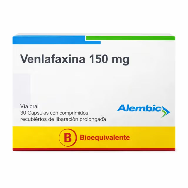 Venlafaxina 150 mg x 30 cápsulas con comprimidos recubiertos de liberación prolongada.