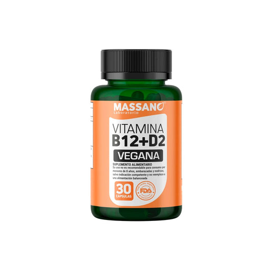 Vitamina B12+D2 Vegana x 30 cápsulas Massano 