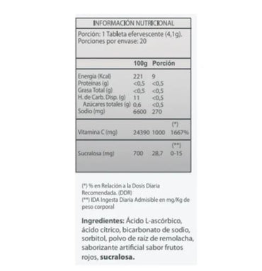 Vitamina C 1000 mg x 20 Tabletas efervescentes sabor Berries German Energy 