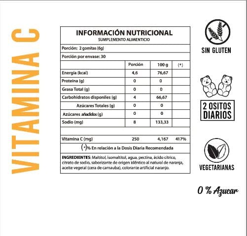 Vitamina C 500 mg x 60 Gomitas Farmex-Pluxee-Persistente 