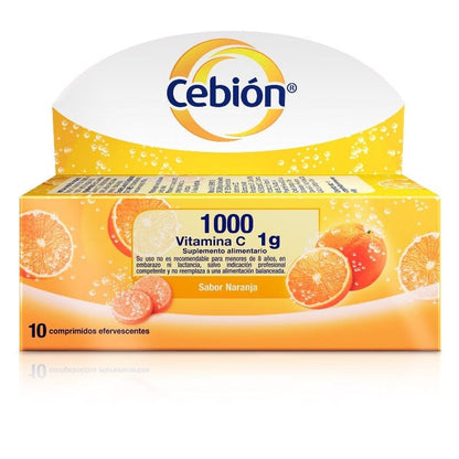 Vitamina C Cebión 1g sabor Naranja x 10 Comprimidos Efervescentes Farmex-Pluxee-Persistente 